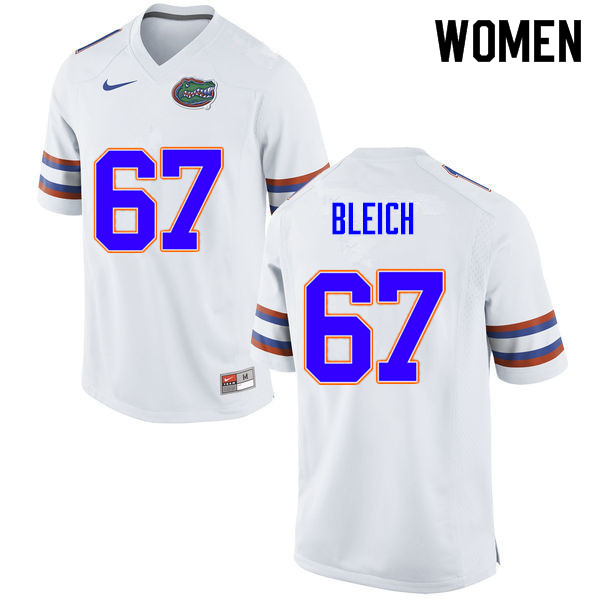 Women #67 Christopher Bleich Florida Gators College Football Jerseys Sale-White